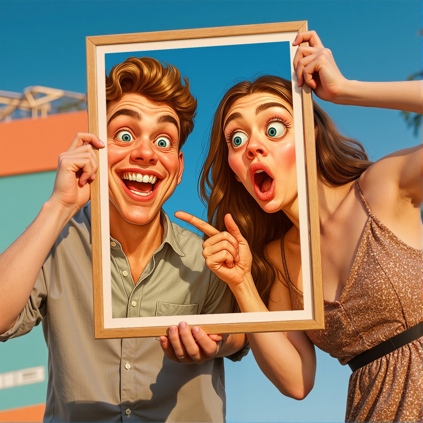Custom Funny Caricature Portrait Frame Transform Your Photo into Hilarious Art Gift Best Gift for Husband Wife Family