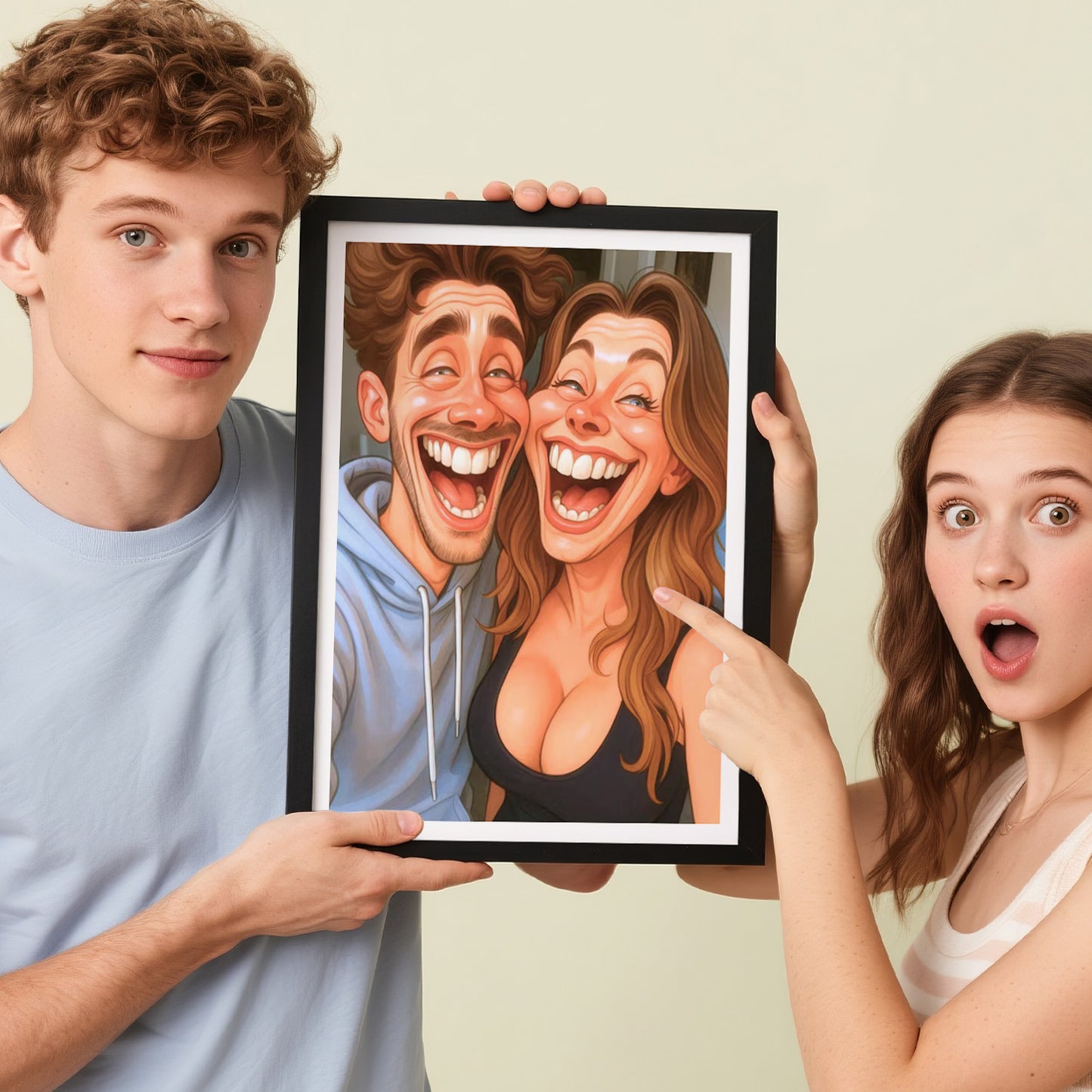 Custom Funny Caricature Portrait Frame Transform Your Photo into Hilarious Art Gift Best Gift for Husband Wife Family