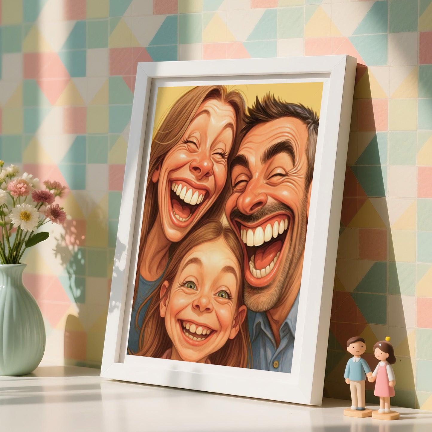 Custom Funny Caricature Portrait Frame Transform Your Photo into Hilarious Art Gift Best Gift for Husband Wife Family