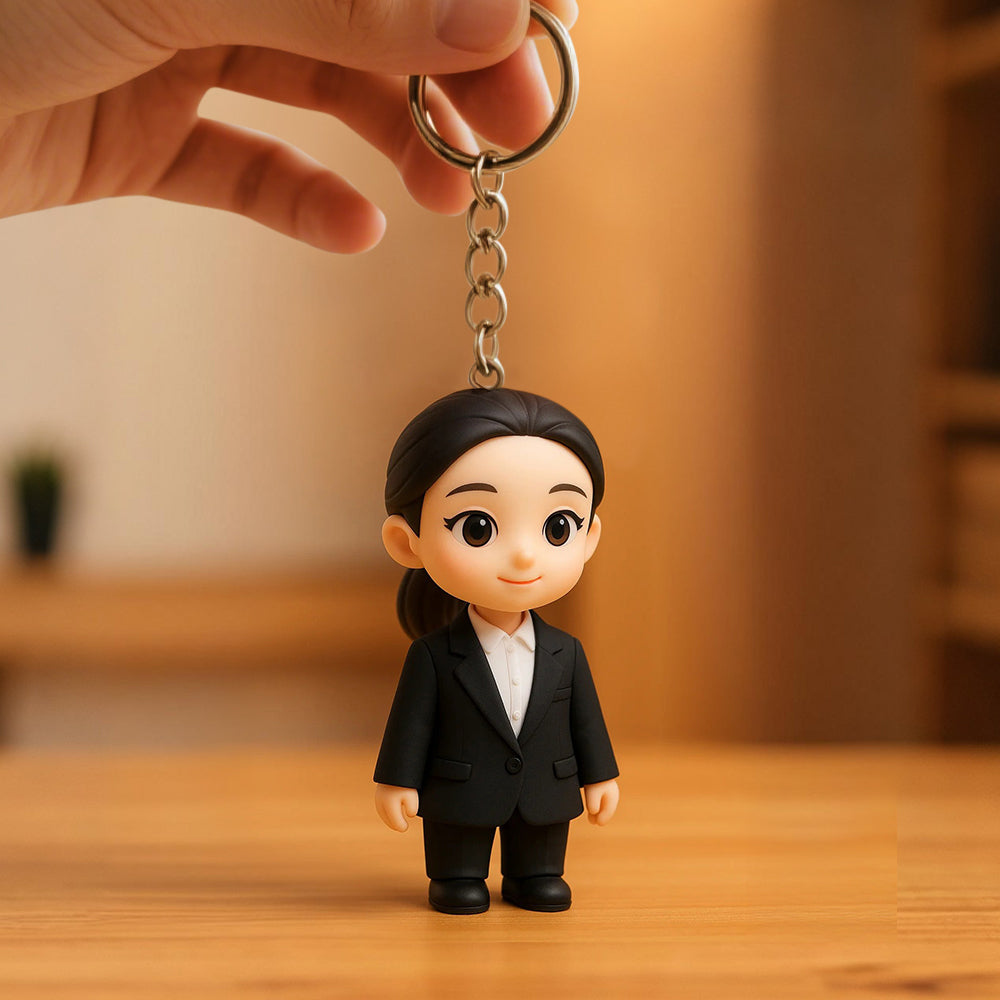 3D Custom Keychain with Your Face Photo Based Personalized Mini Character Doll