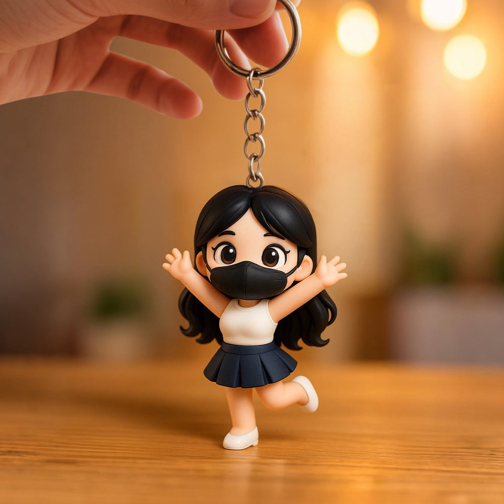 3D Custom Keychain with Your Face Photo Based Personalized Mini Character Doll