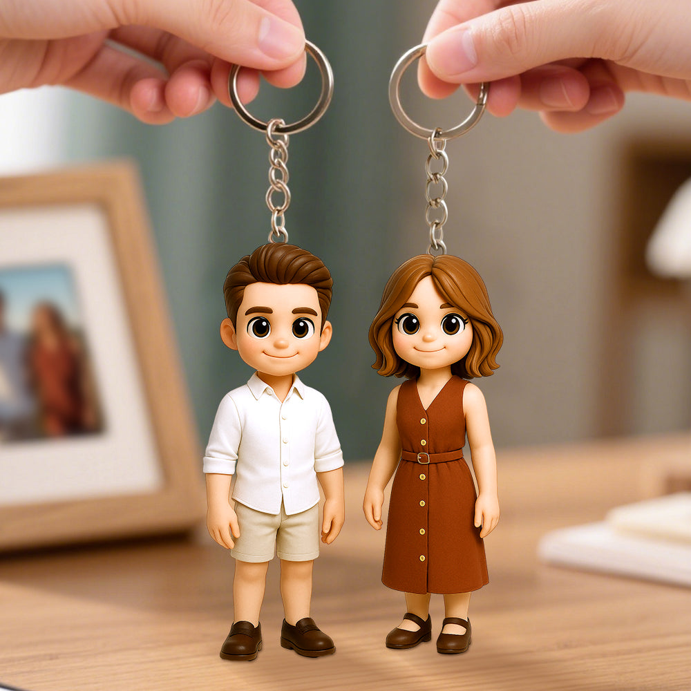 3D Custom Keychain with Your Face Photo Based Personalized Mini Character Doll