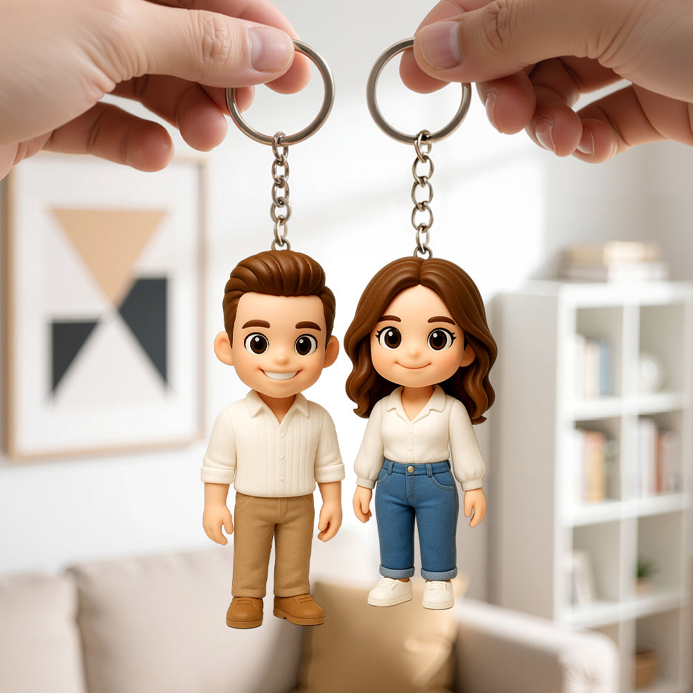 3D Custom Keychain with Your Face Photo Based Personalized Mini Character Doll
