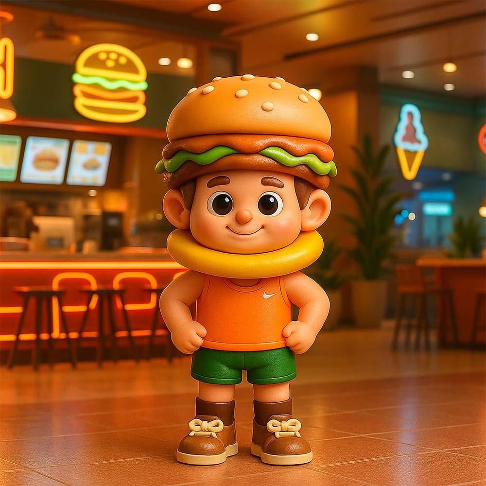 Personalized 3D Mini Figure Custom Cartoon Style Doll from Your Photo  Create Your Own Burger Character for Food Lovers Unique Collectible Gift for Her or Him