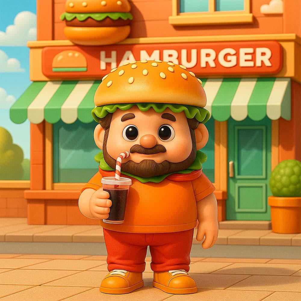Personalized 3D Mini Figure Custom Cartoon Style Doll from Your Photo  Create Your Own Burger Character for Food Lovers Unique Collectible Gift for Her or Him