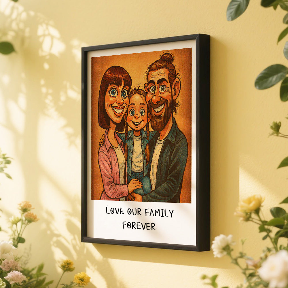 Custom Funny Caricature Portrait Frame Transform Your Photo into Hilarious Art Gift Best Gift for Husband Wife Family