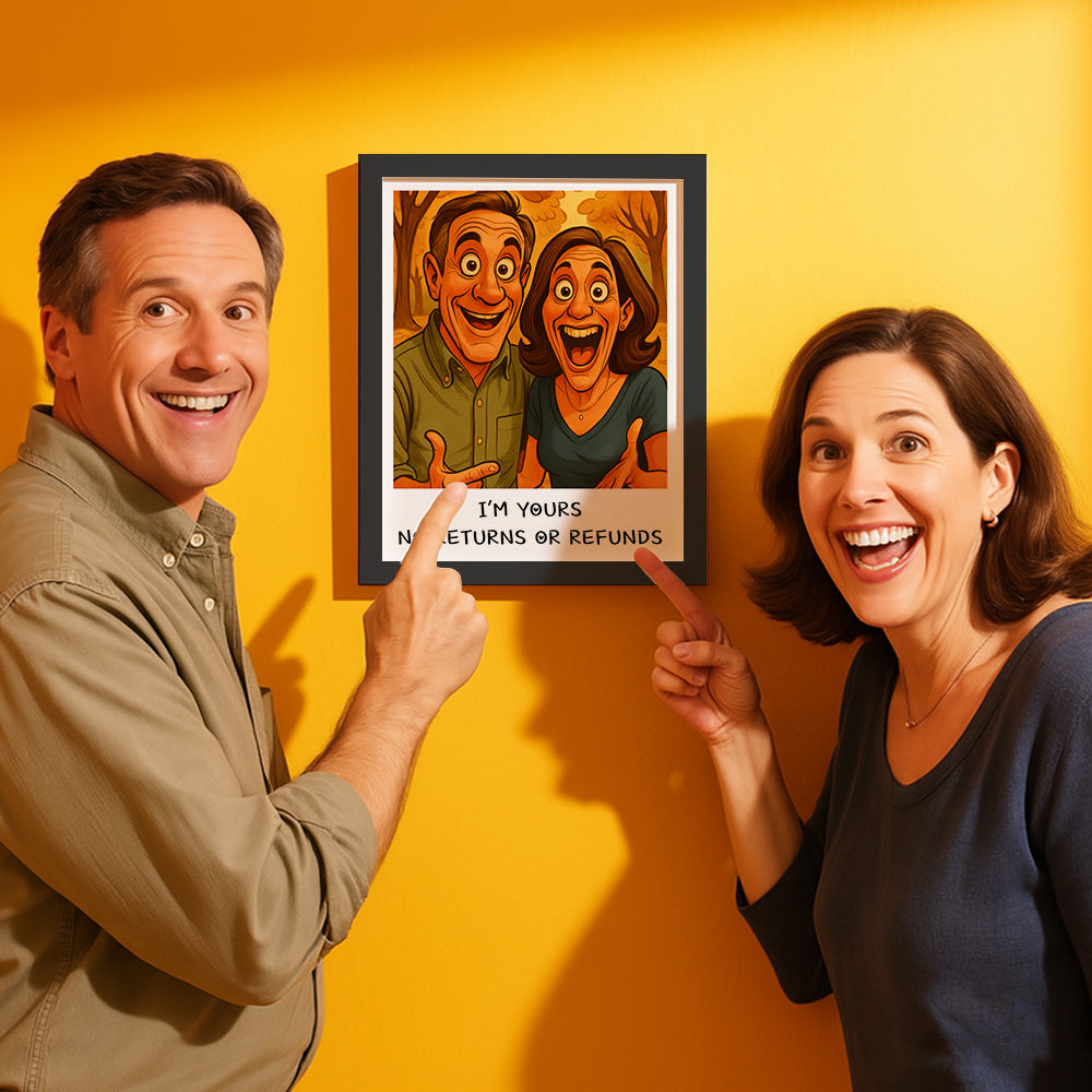 Custom Funny Caricature Portrait Frame Transform Your Photo into Hilarious Art Gift Best Gift for Husband Wife Family