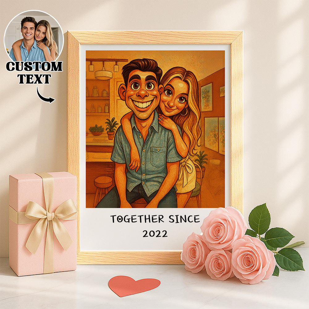 Custom Funny Caricature Portrait Frame Transform Your Photo into Hilarious Art Gift Best Gift for Husband Wife Family