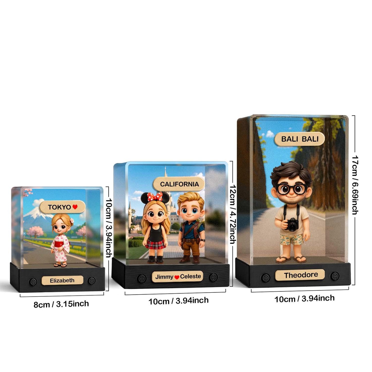Custom 3D Action Figure Acrylic Box Decoration From Your Photo Personalized Background Toy Figure Custom Action Figure Gifts For Him/Her
