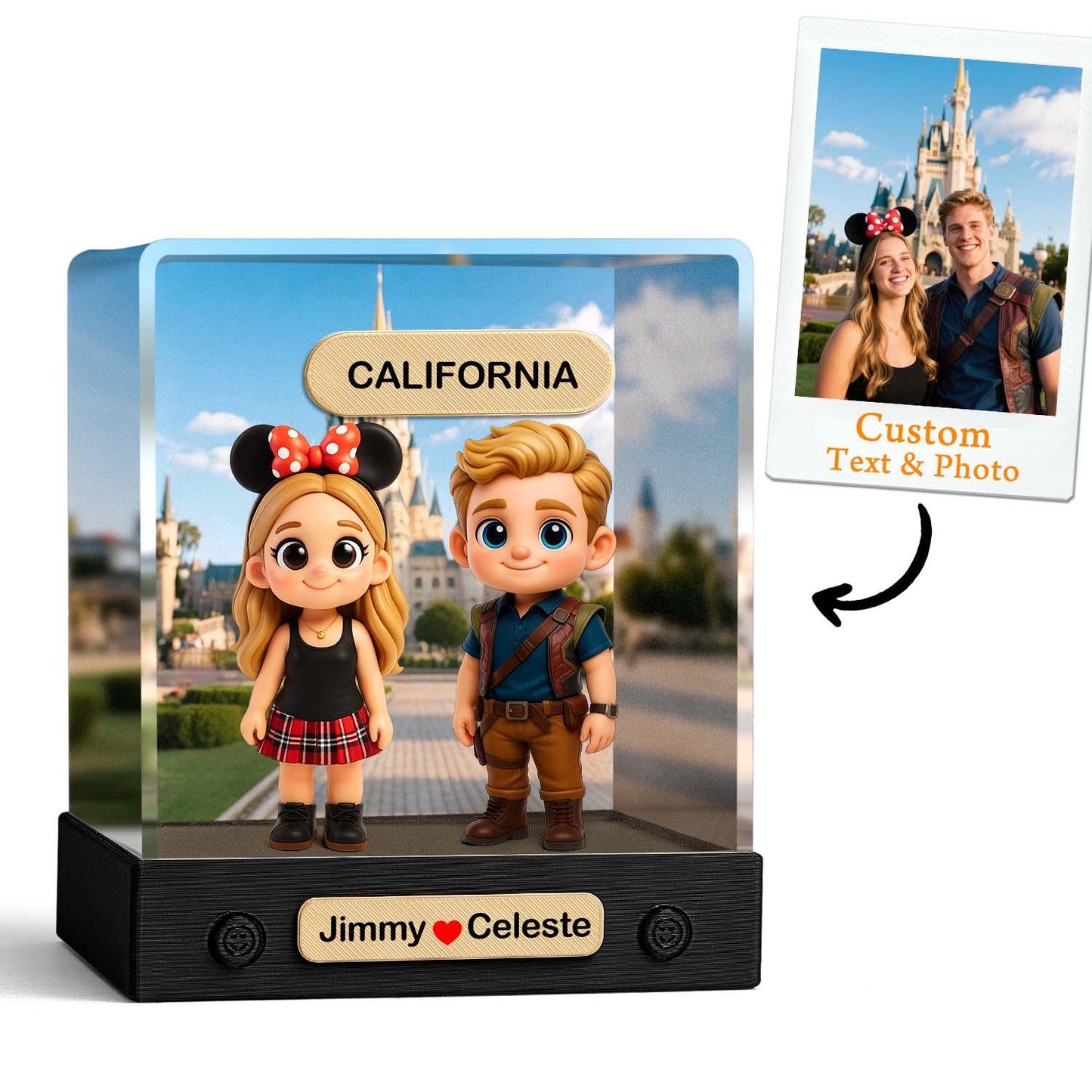 Custom 3D Action Figure Acrylic Box Decoration From Your Photo Personalized Background Toy Figure Custom Action Figure Gifts For Him/Her