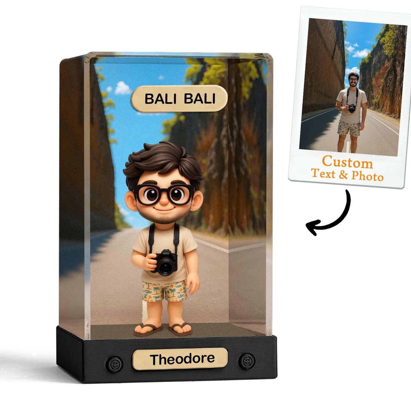 Custom 3D Action Figure Acrylic Box Decoration From Your Photo Personalized Background Toy Figure Custom Action Figure Gifts For Him/Her