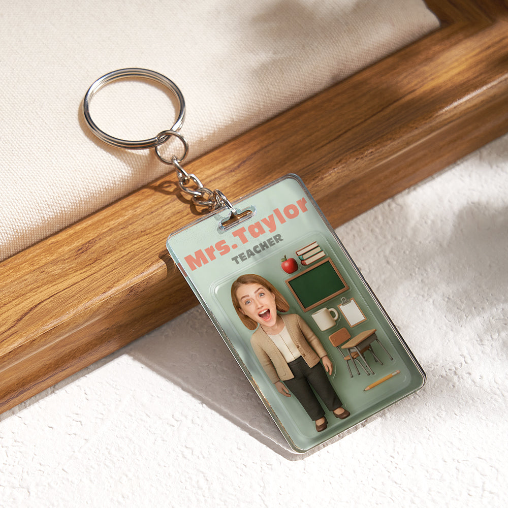 Custom Action Figure Customizable Head Packaging Toy Box Style Art Gift Personalized Acrylic Keychain Creative Gift for Teacher