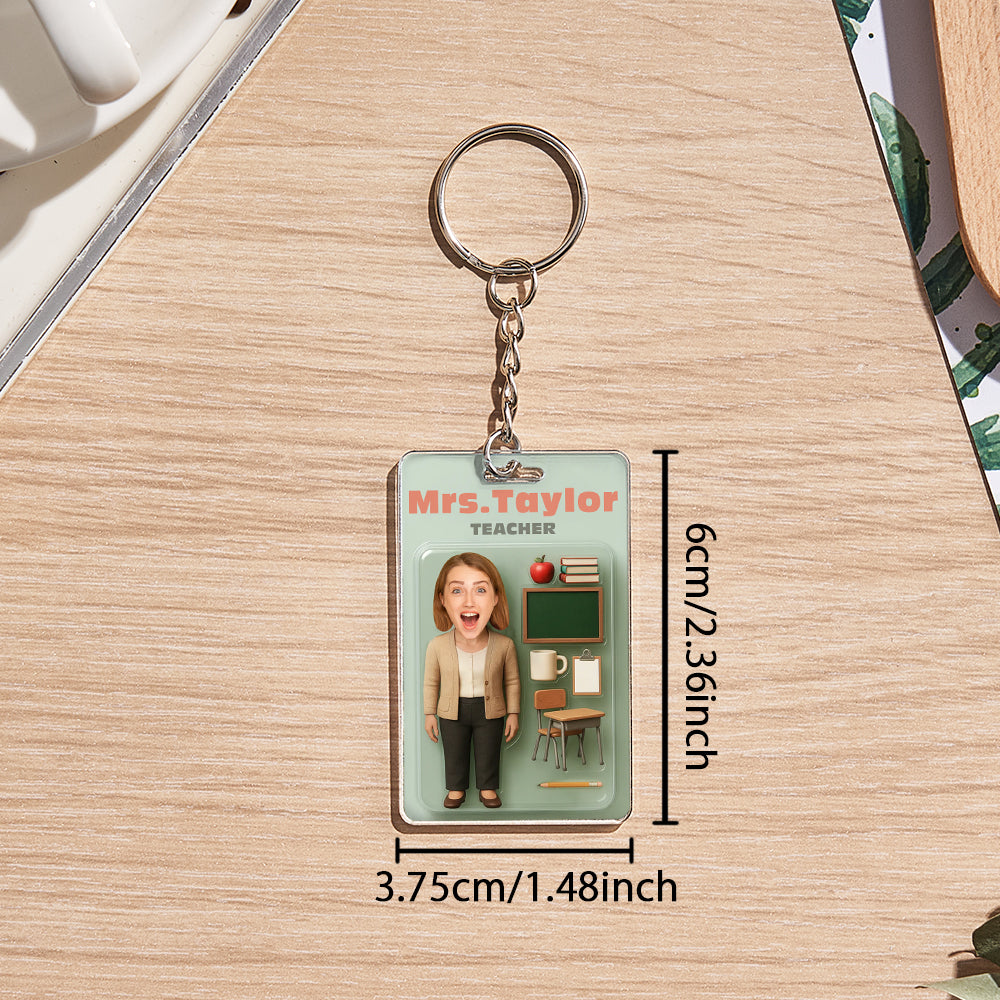 Custom Action Figure Customizable Head Packaging Toy Box Style Art Gift Personalized Acrylic Keychain Creative Gift for Teacher