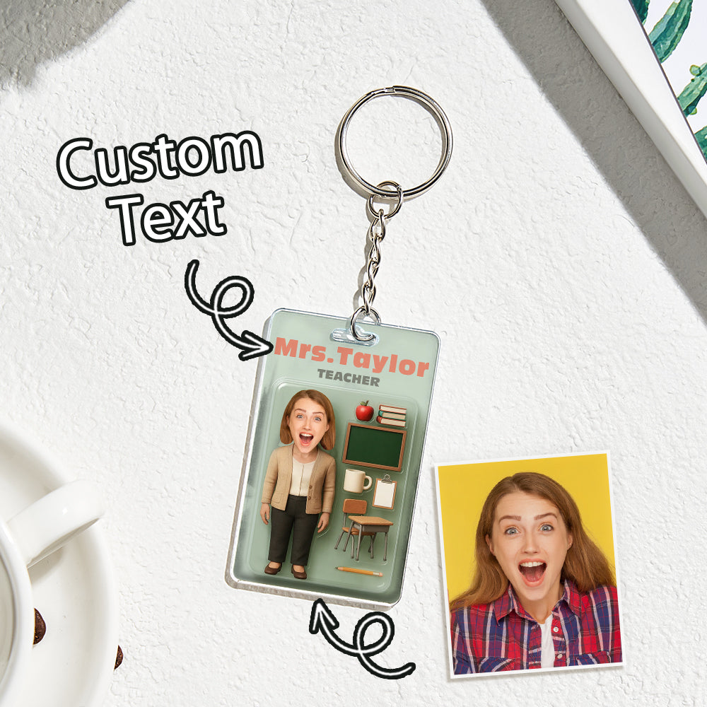 Custom Action Figure Customizable Head Packaging Toy Box Style Art Gift Personalized Acrylic Keychain Creative Gift for Teacher