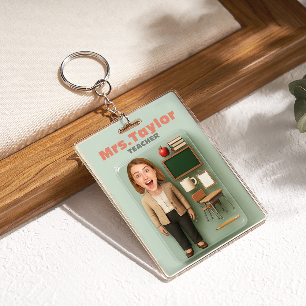 Custom Action Figure Customizable Head Packaging Toy Box Style Art Gift Personalized Acrylic Keychain Creative Gift for Teacher