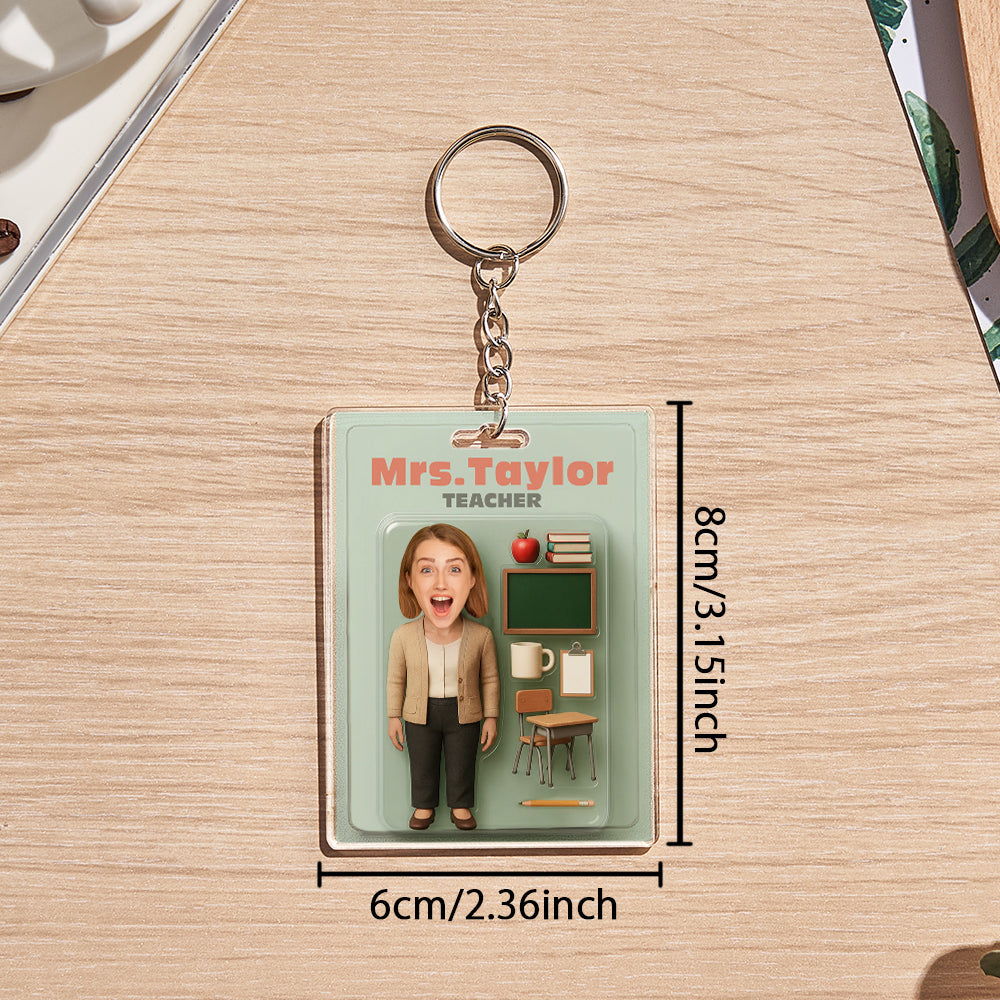 Custom Action Figure Customizable Head Packaging Toy Box Style Art Gift Personalized Acrylic Keychain Creative Gift for Teacher