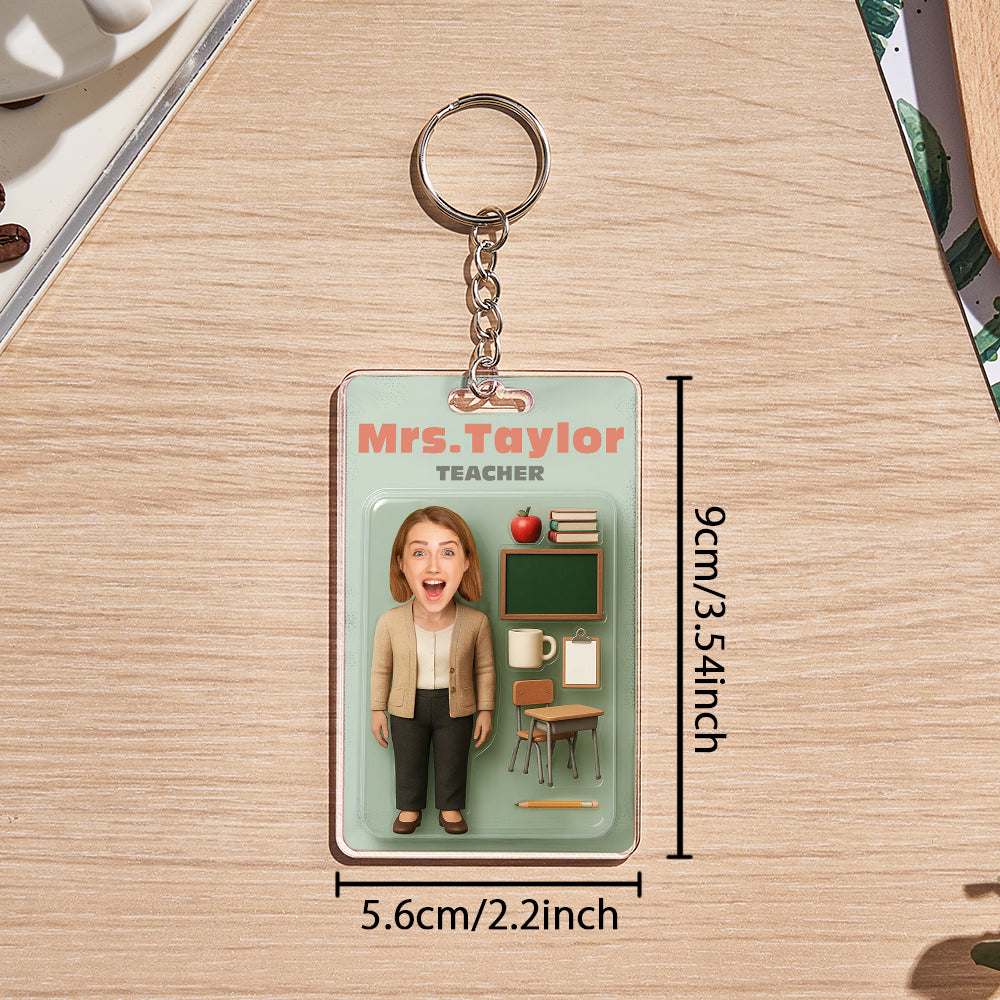 Custom Action Figure Customizable Head Packaging Toy Box Style Art Gift Personalized Acrylic Keychain Creative Gift for Teacher