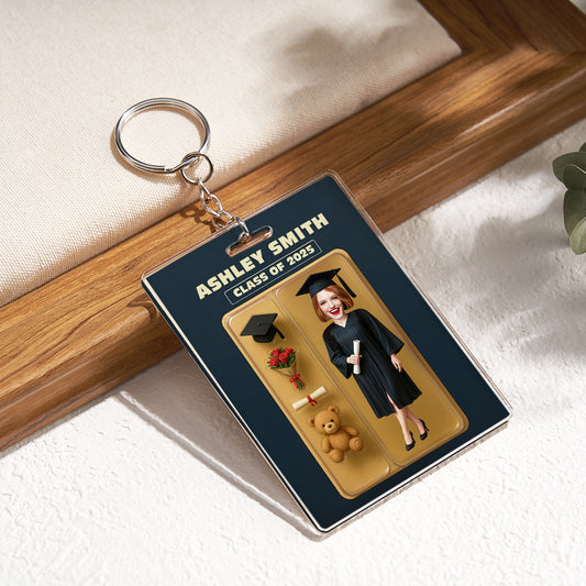 Custom Action Figure Customizable Head Packaging Toy Box Style Art Gift Personalized Acrylic Keychain Graduation Gift for Friend