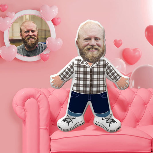 Personalized Pillows Custom Pillow Face Gag Gifts Plaid Shirt Throw Pillow Valentine's Day Gift For Him