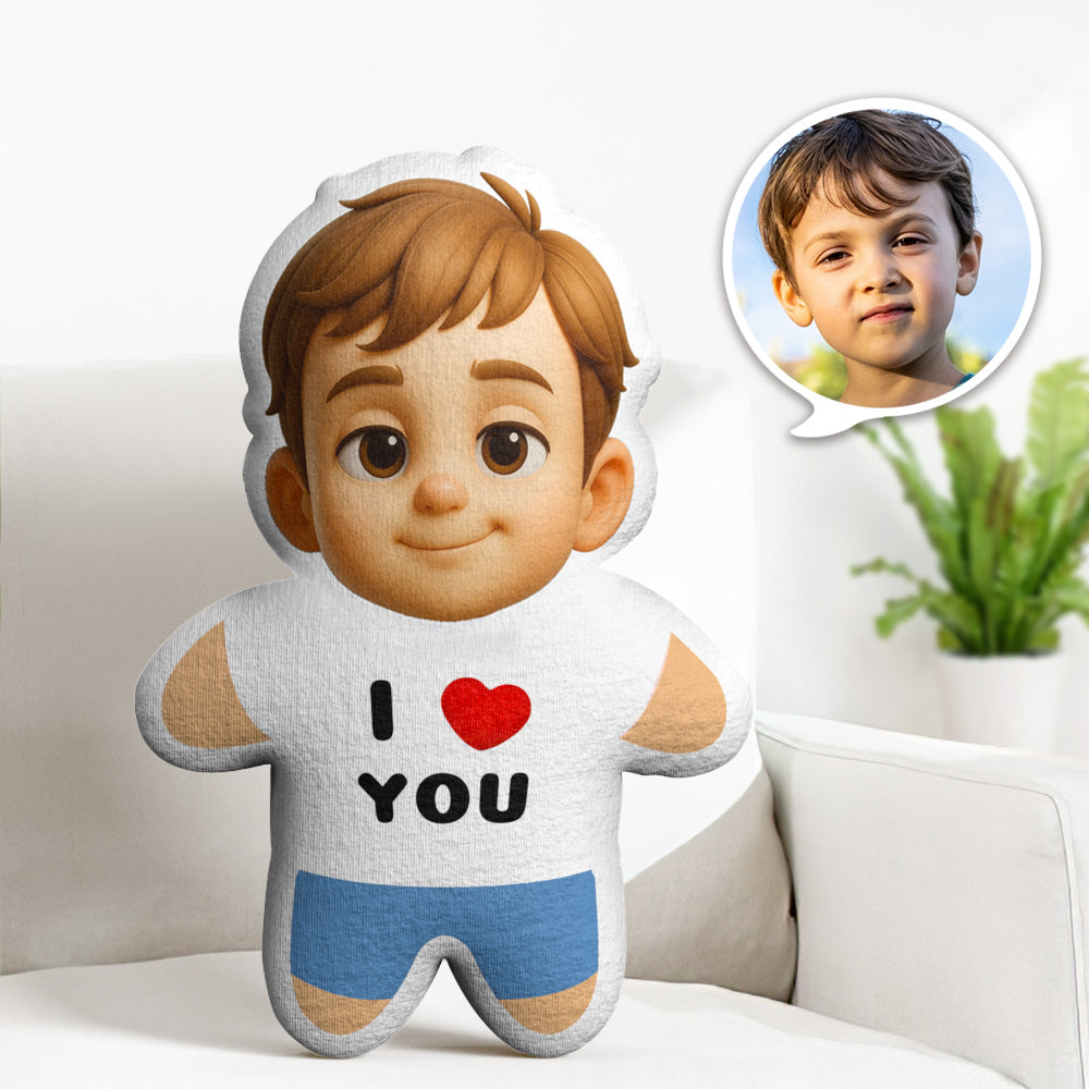 Custom Q Version Minime Throw Pillow I LOVE YOU Custom Face Gifts Personalized Photo Minime Pillow