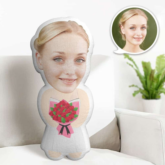 Custom Face Pillow, Cartoon Bride in Wedding Dress Face Doll, the Best Gift for Lover Valentine's Day Gift