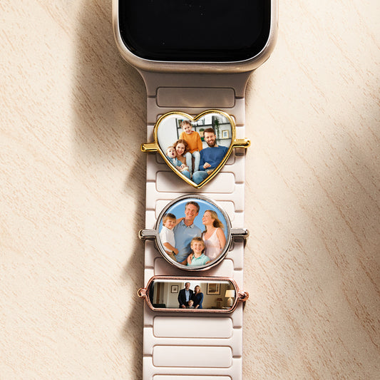 Personalized Photo Engraved Watch Charm – Custom Strap Accessory for Smartwatches Thoughtful Family Gift