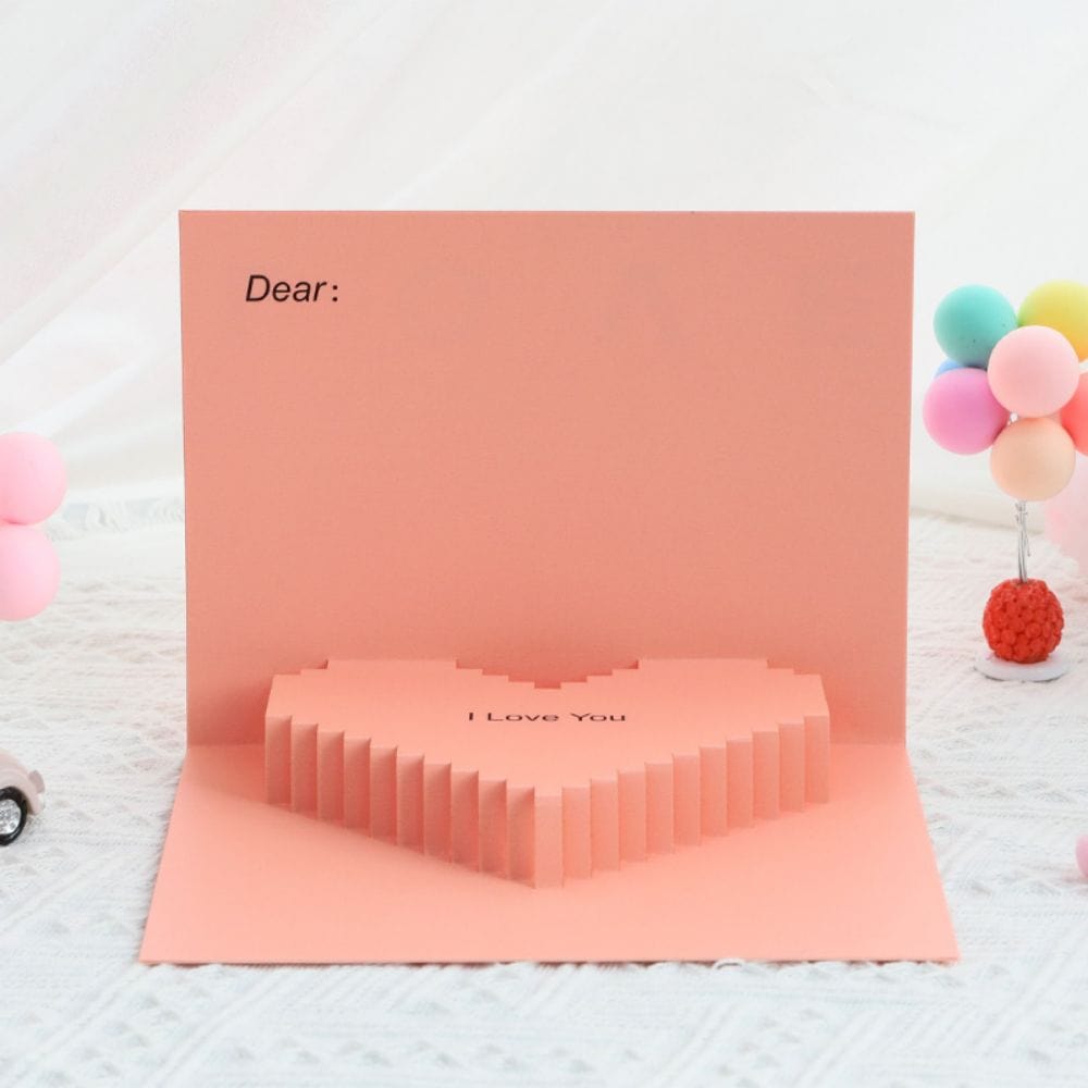 3D Creative Valentine's Day Pop Up Card Romantic Pink Heart Pop Up Greeting Card