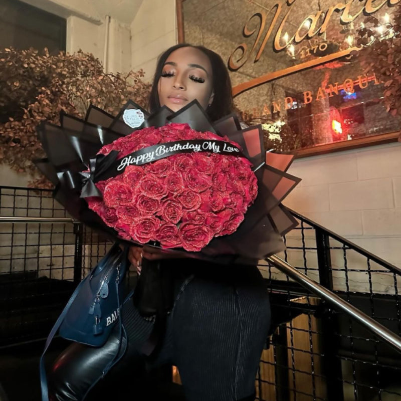 Glitter Rose Bouquet Best Anniversary Gift for Her