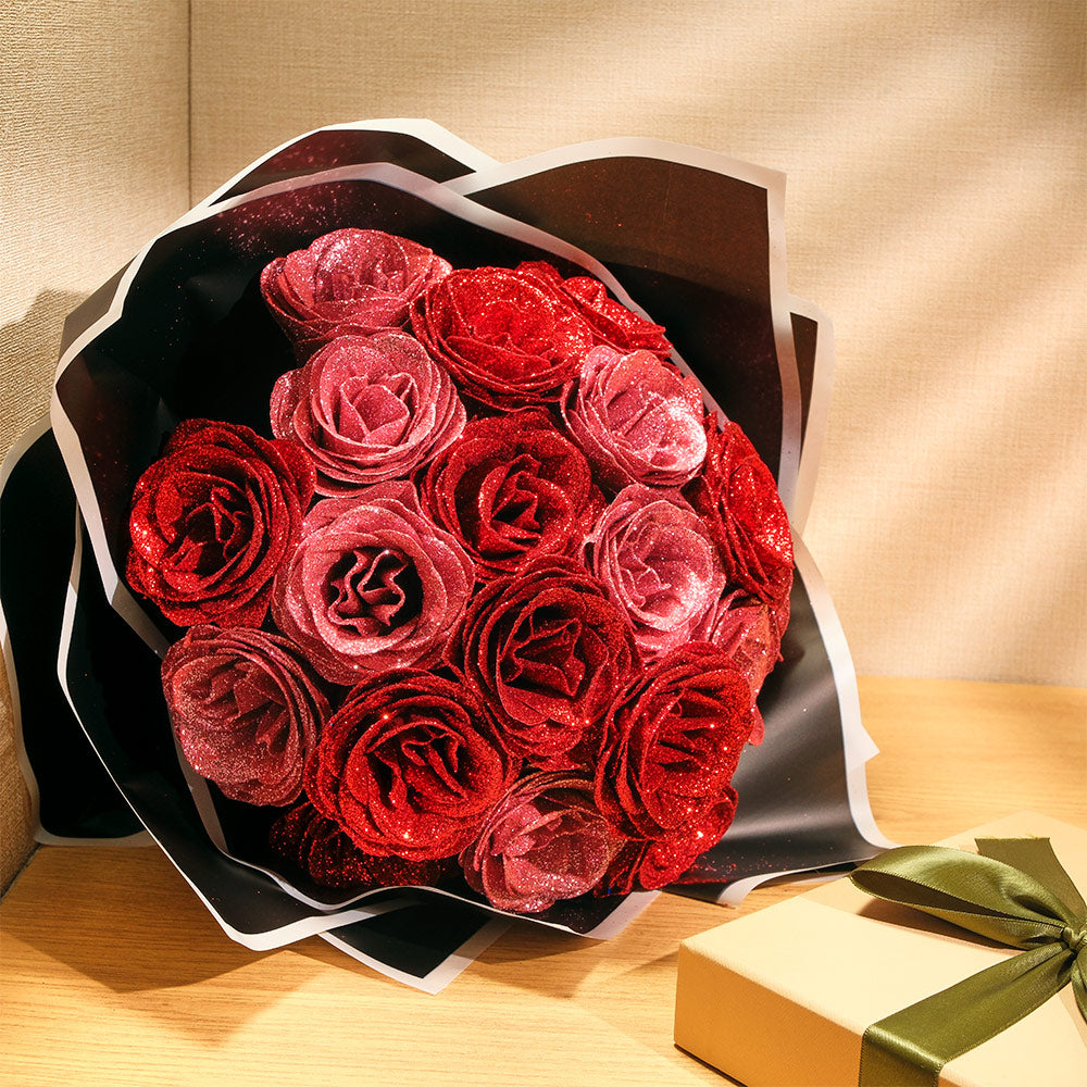 Glitter Rose Bouquet Best Anniversary Gift for Her