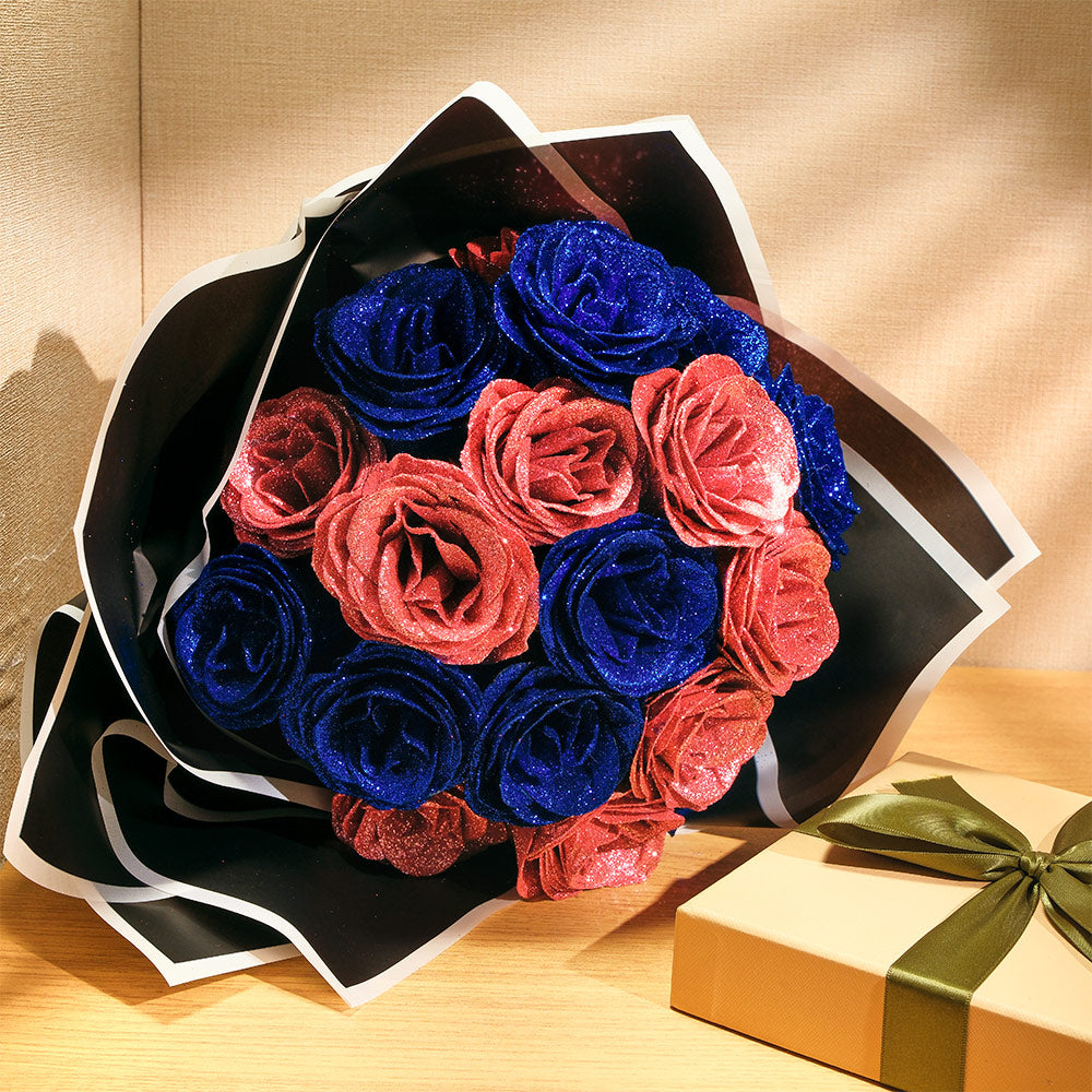 Glitter Rose Bouquet Best Anniversary Gift for Her