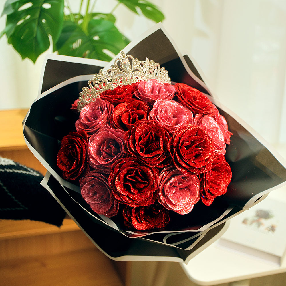 Glitter Rose Bouquet Best Anniversary Gift for Her