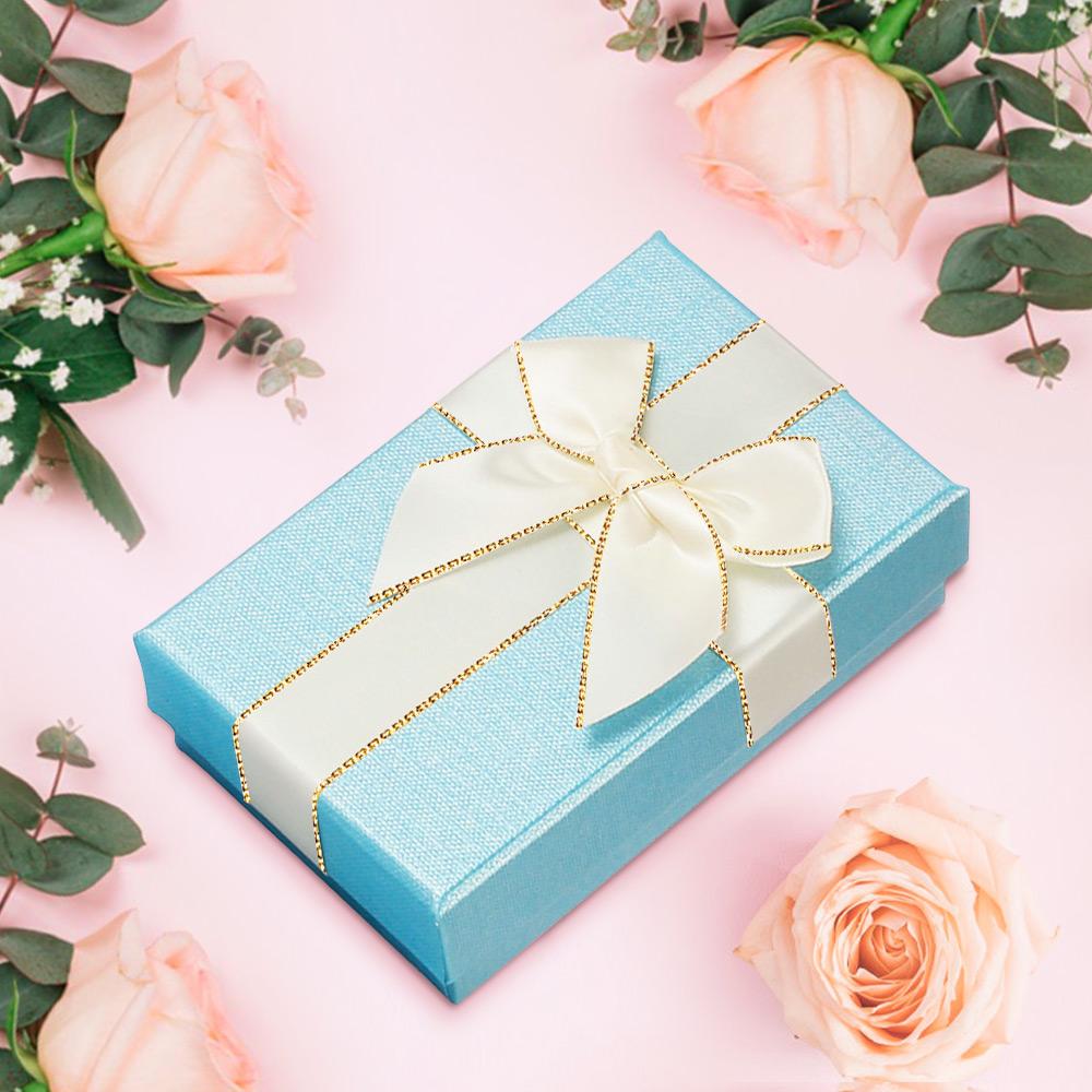 Gift Box with Lid and Ribbon - Blue