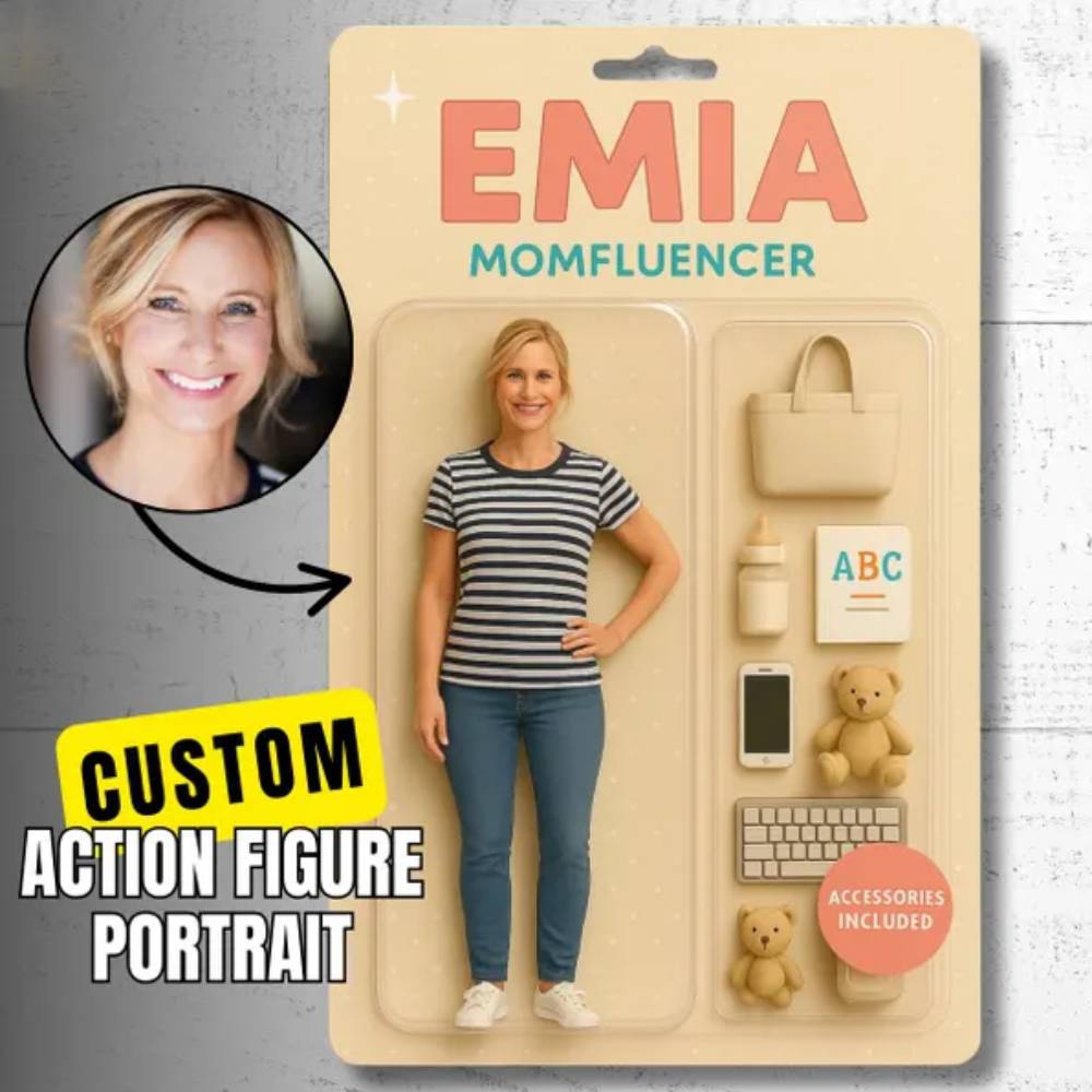 Custom Action Figure Pack Packaging Toy Box Style Art Gift Personalized Acrylic Keychain Gift for Dad