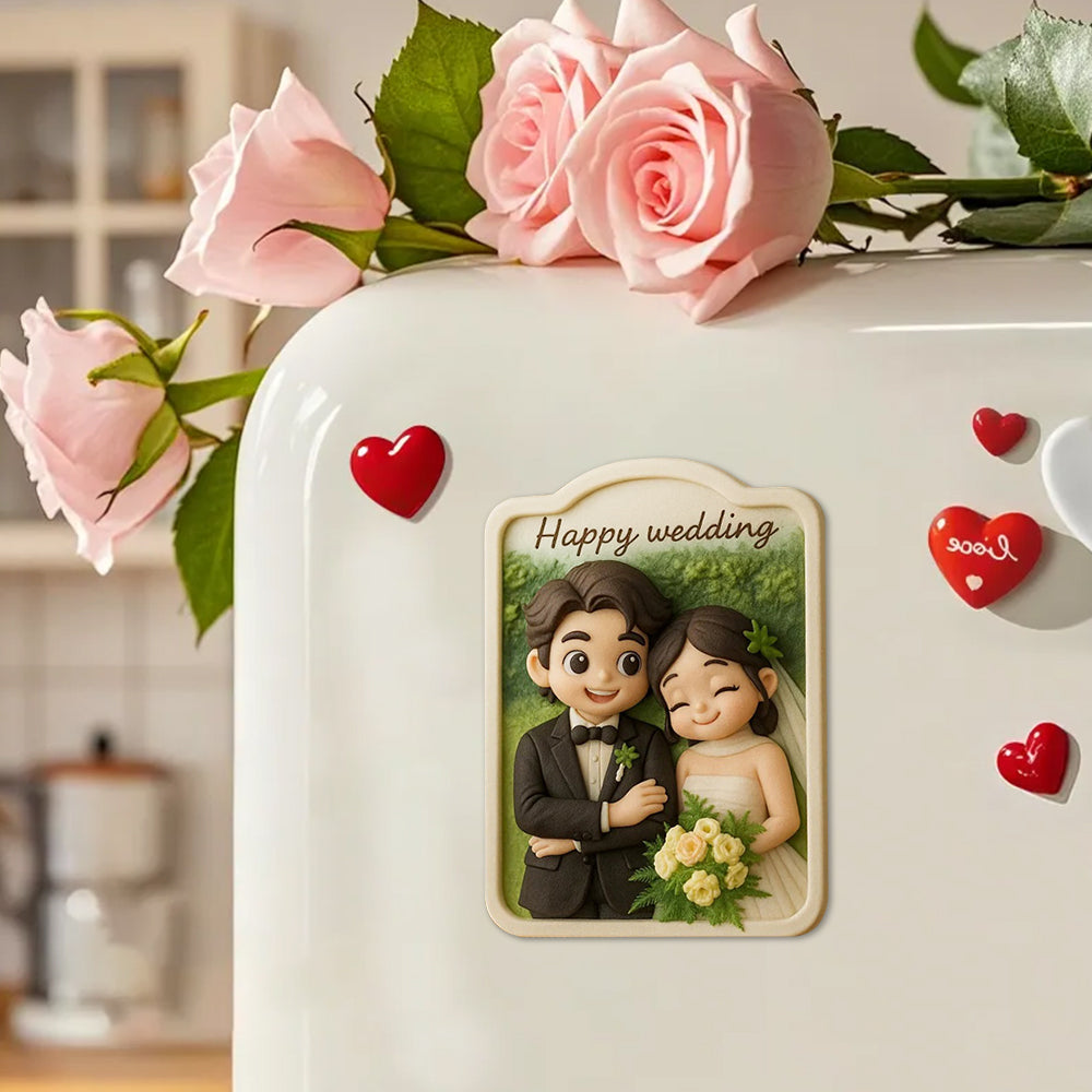 Romantic Custom 3D Fridge Magnet Couple Gift from Photo Personalized Magnetic Decoration for Anniversary