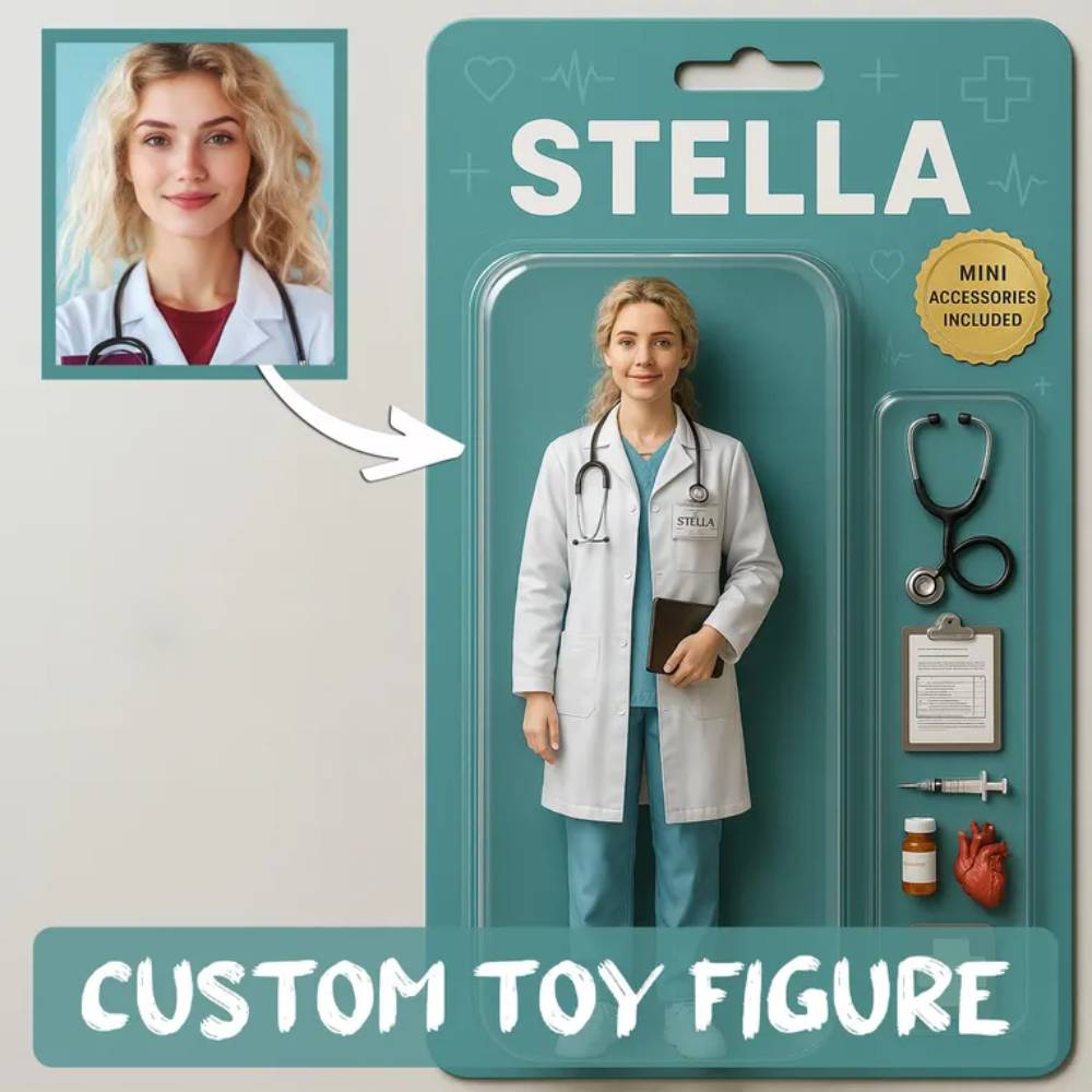 Custom Action Figure Pack Packaging Toy Box Style Art Gift Personalized Acrylic Keychain Gift for Mother