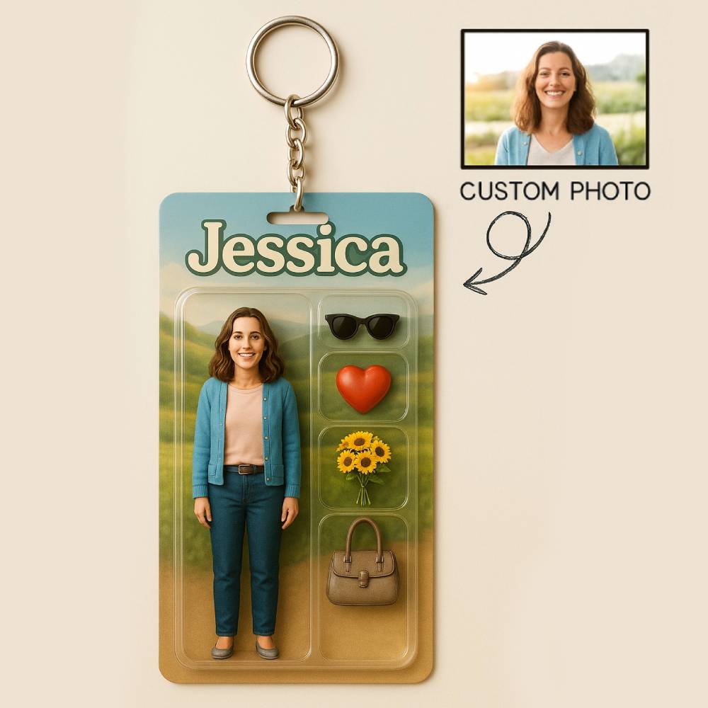 Custom Action Figure Pack Packaging Toy Box Style Art Gift Personalized Acrylic Keychain Gift for Mother