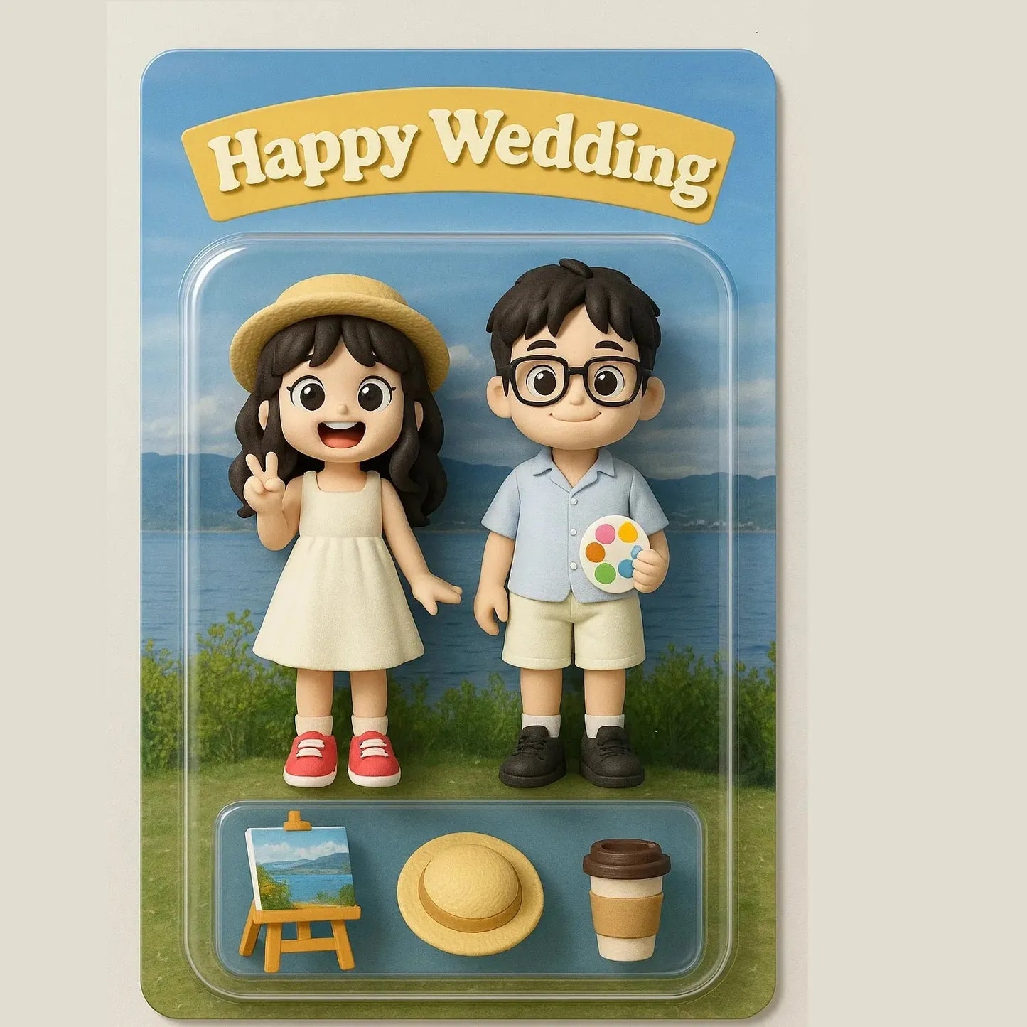 Full Body Custom Action Figure Pack Packaging Toy Box Style Art Gift Personalized Acrylic Fridge Magnets Couple's Gifts Wedding Gifts