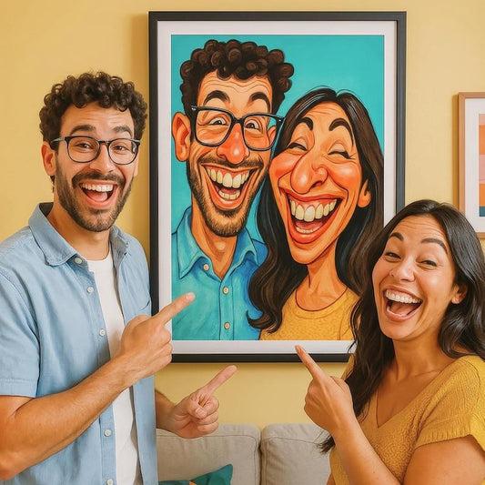 Custom Funny Caricature Portrait Frame Transform Your Photo into Hilarious Art Gift Best Gift for Husband Wife Family