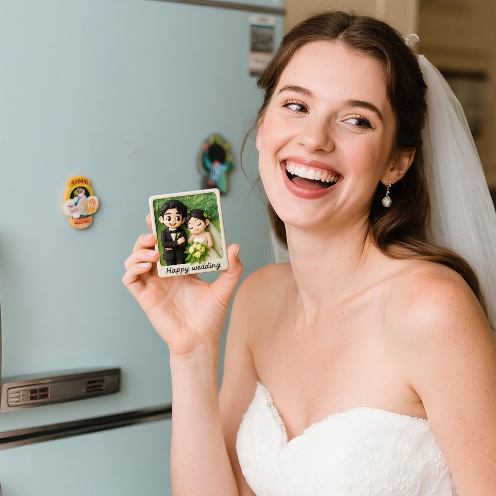Romantic Custom 3D Fridge Magnet Couple Gift from Photo Personalized Magnetic Decoration for Anniversary