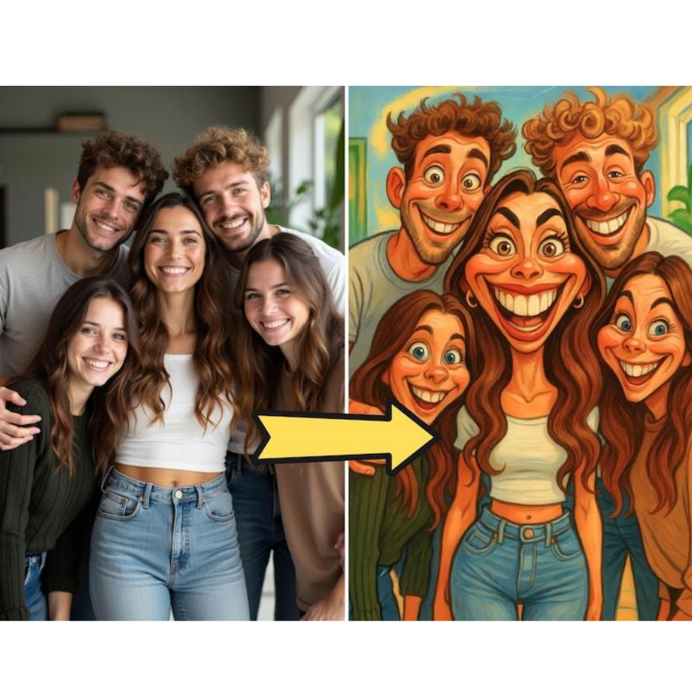 Custom Funny Caricature Portrait Frame Transform Your Photo into Hilarious Art Gift Best Gift for Husband Wife Family