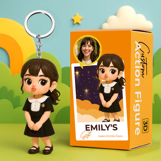 Custom 3D Cartoon Character Keychain Personalized Cute Pouting Style Mini Figure Unique Gift for Mum, Wife, Girlfriend, Daughter and Friends