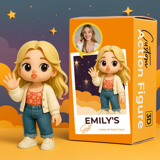 Custom Cute Pouting Style Toy Figure 3D Mini Figures Personalized Photo Blind Box Unique Gift for Wife, Girlfriend, Daughter and Friends