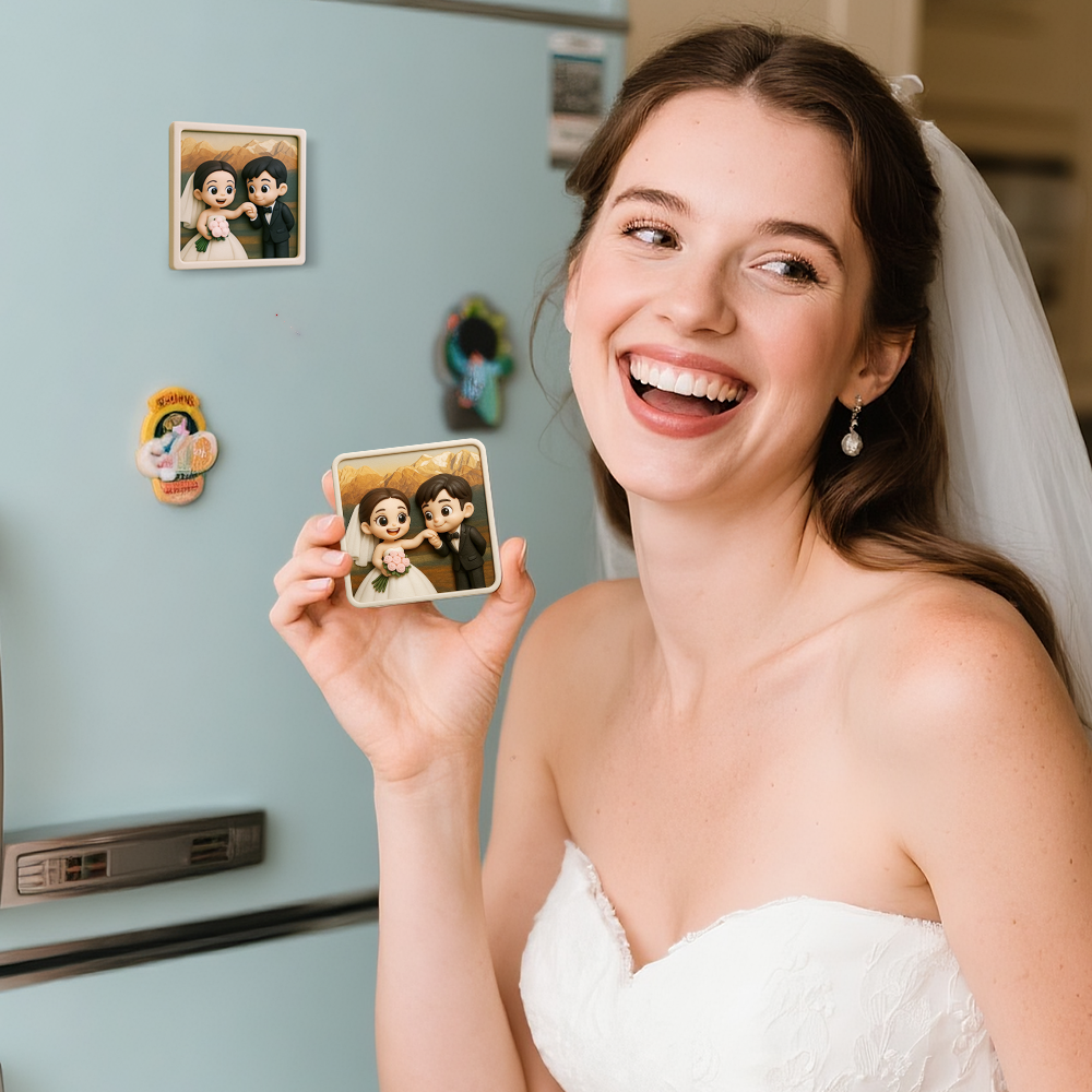 Romantic Custom 3D Fridge Magnet Couple Gift from Photo Personalized Magnetic Decoration for Anniversary