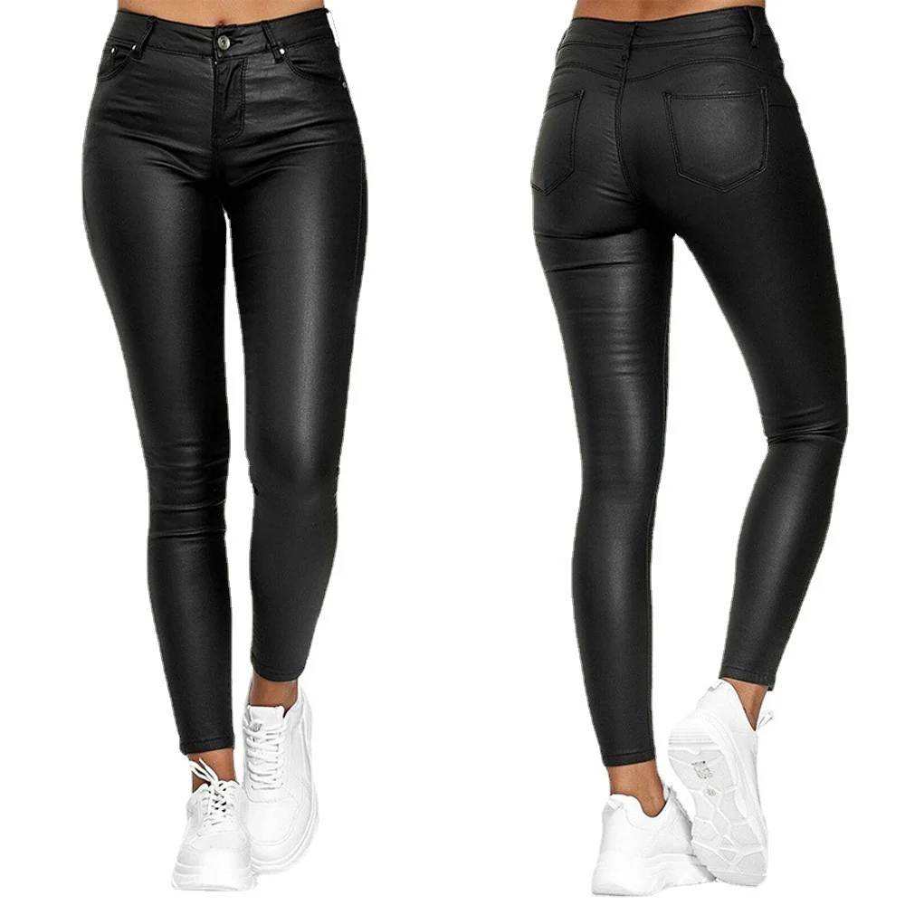 New Pu Slim And Fashionable Casual Trousers Pu Leather Pants