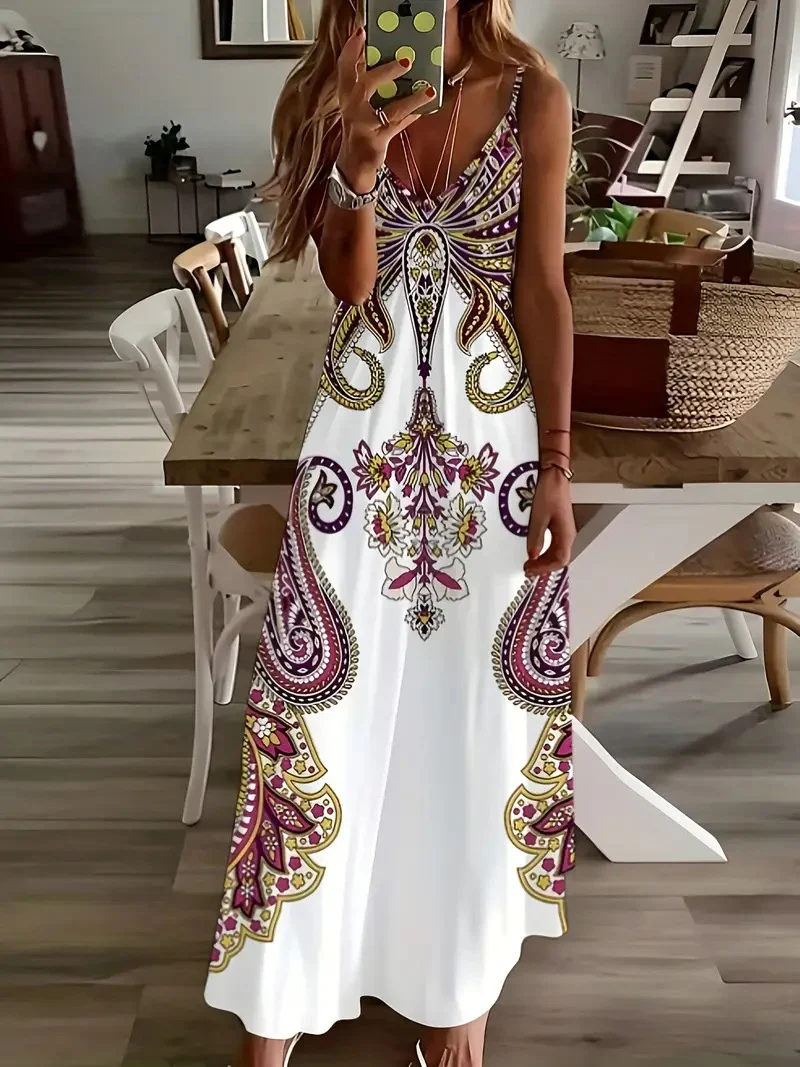 3D Printed Boho Style Long Skirt Casual Dress Women