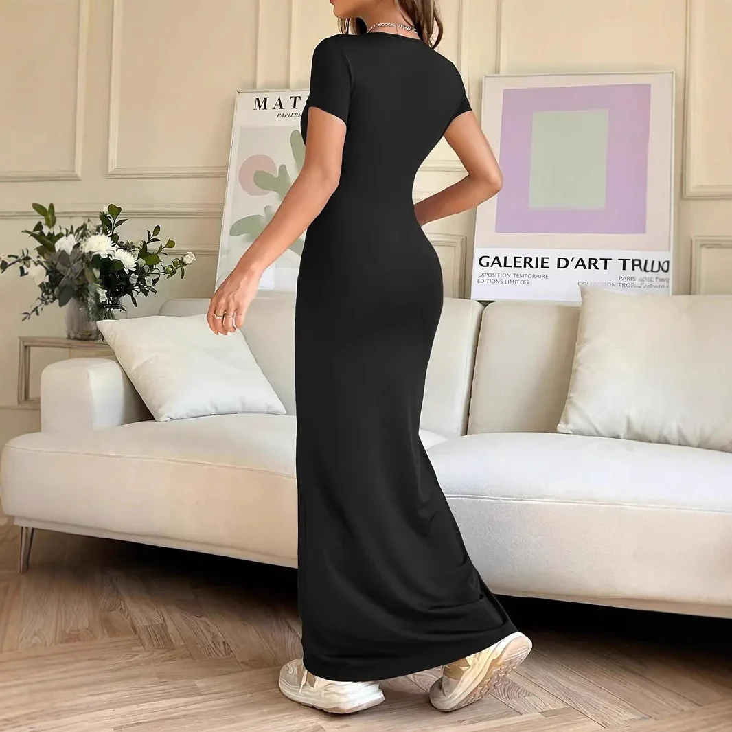 Women'S Style Slim Short-Sleeved Hot Girl Arm-Packing Dress