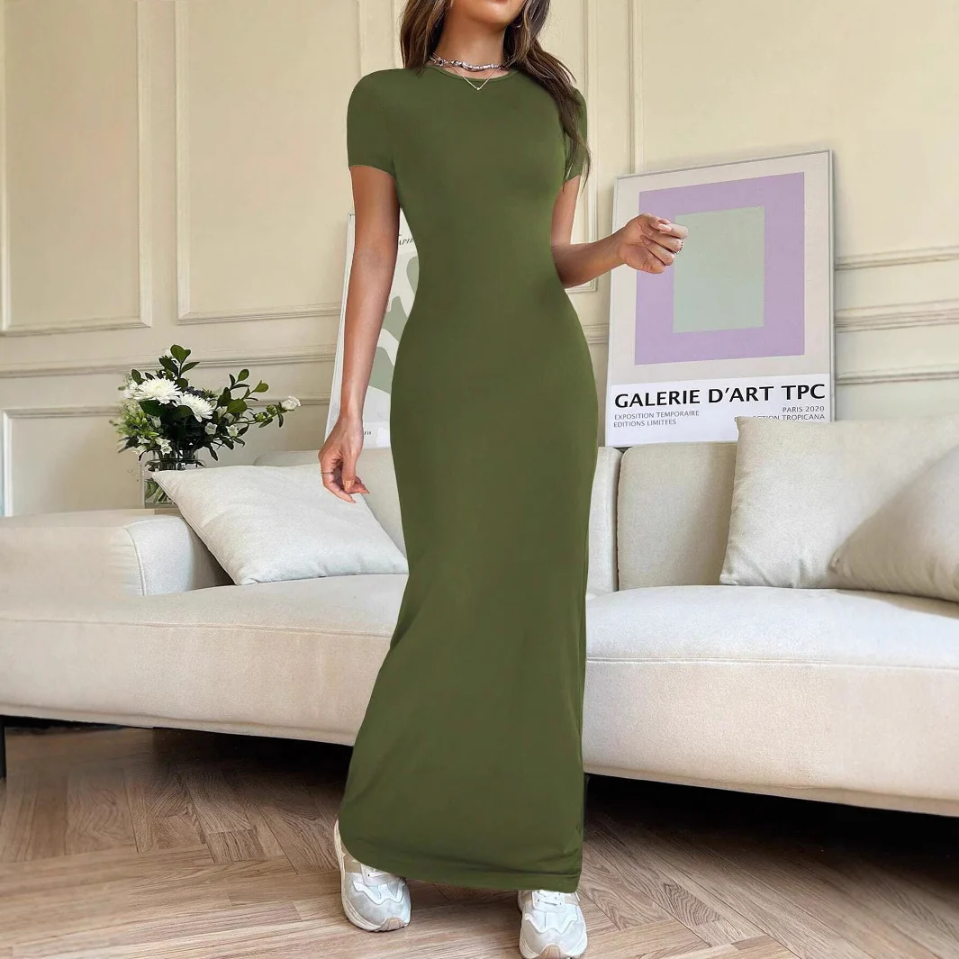 Women'S Style Slim Short-Sleeved Hot Girl Arm-Packing Dress