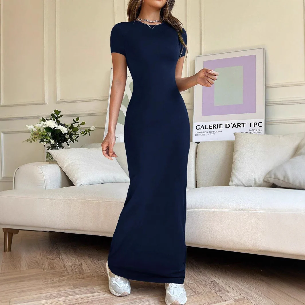 Women'S Style Slim Short-Sleeved Hot Girl Arm-Packing Dress